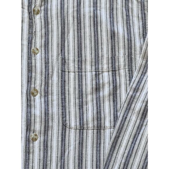 Vtg LINENEZE Mens XL Button Down Linen Blend Shirt Y2K Band Collar Hong Kong - Picture 4 of 6